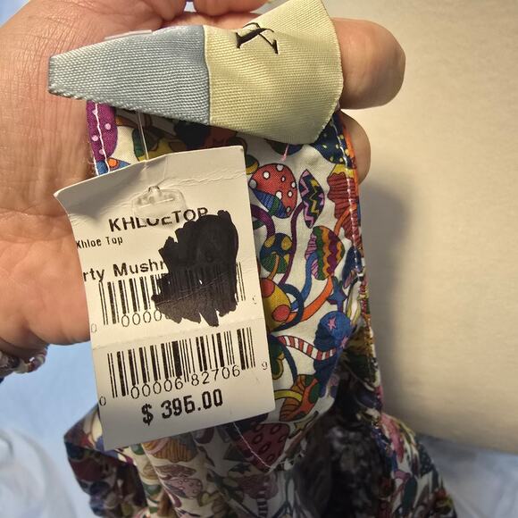 Tish Cox Khloe Mushroom Top MultiColor Artsy Hippie Whimsical Boho Chic Sz S NWT - Picture 7 of 9